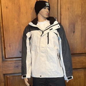 FADED GLORY SNOWBOARD SKI HOODED JACKET WHITE -BLK SNOW